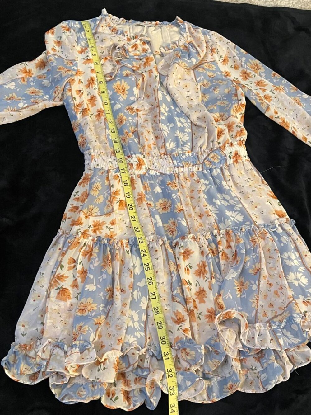 Boho Floral Cottagecore Mini Dress Romantic Ruffle Size S - Picture 5 of 10